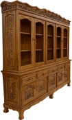 Teak elephant carved display cabinet